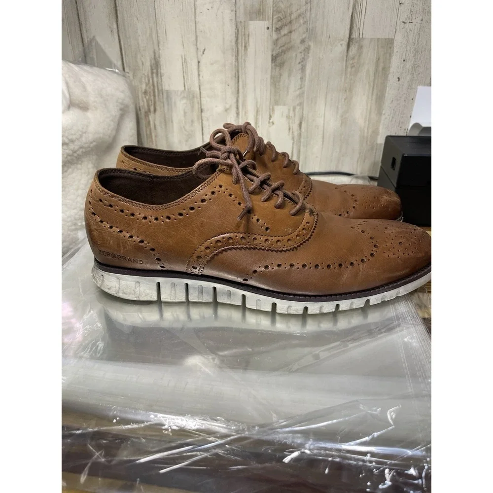 Cole Haan Zerogrand Men's Wingtip Oxford Brown Leather Shoes  11 M  Rubber Sole